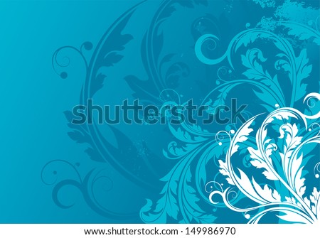 Abstract grunge background with floral elements, digital artwork