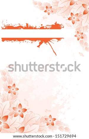 Grunge spring background flowers with butterfly and copy-space
