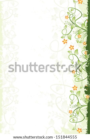 Abstract grunge floral background with scrolls