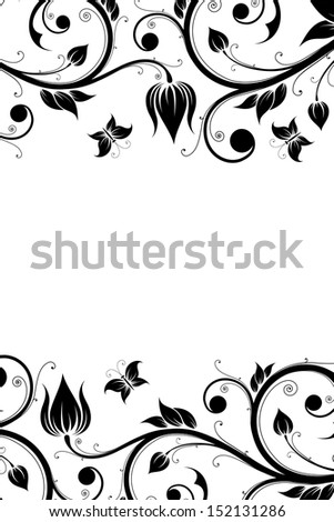 Abstract Design Ornament Elements with Flowers and Butterflies