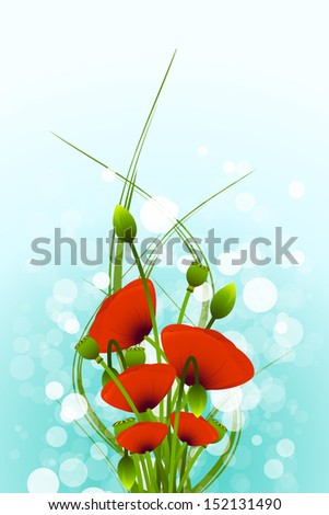 Abstract Background with red poppy flowers and bokeh
