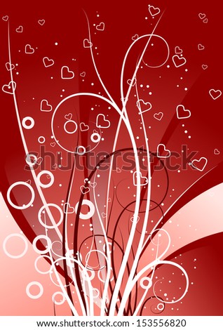 creative background with scrolls, circles and heart shapes, vector illustration