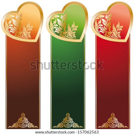 The Valentine\'s Day Heart banners in three color