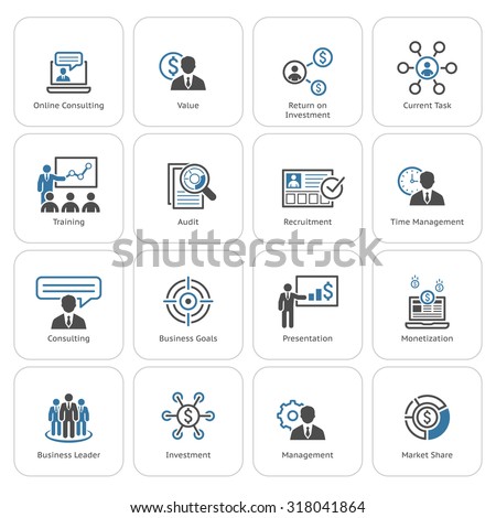 Business and Finances Icons Set. Flat Design. Isolated Illustration.