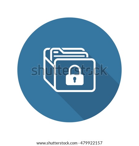 Database Security Icon. Flat Design. Security concept with a database and a padlock. Isolated Illustration. App Symbol or UI element.