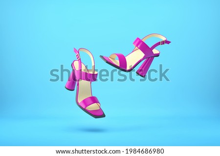 Female summer vivid purple high heels shoes. 3D rendering with clipping path Stock foto © 