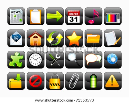 abstract shiny web icon set vector illustration