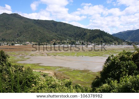 Mahau Sound - tidal mud flats in Marlborough region of New Zealand