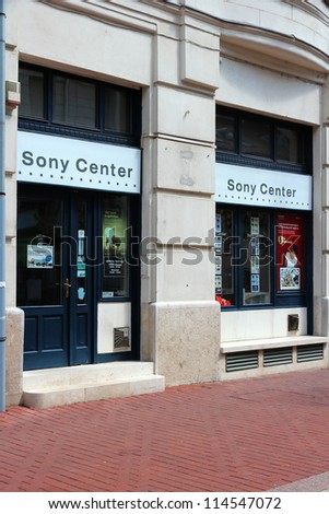 SZEGED, HUNGARY - AUGUST 13: Sony Center store on August 13, 2012 in Szeged, Hungary. Sony is a multinational electronics conglomerate. It was ranked 87th on the 2012 list Fortune Global 500.