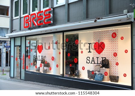 DORTMUND, GERMANY - JULY 16: Bree store on July 16, 2012 in Dortmund, Germany. Bree specializes in handbags, exists since 1970 and had about 700 stores worldwide as of 2012.