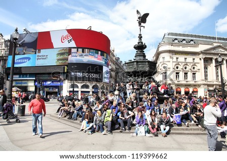 LONDON - MAY 13: People visit Piccadilly Circus on May 13, 2012 in London. With more than 14 million international arrivals in 2009, London is the most visited city in the world (Euromonitor).