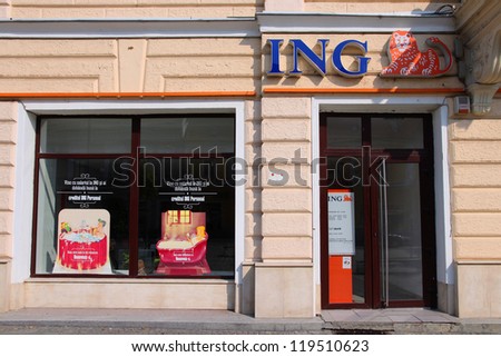 CLUJ NAPOCA, ROMANIA - AUGUST 26: ING Bank branch on August 26, 2012 in Cluj-Napoca. ING Group serves customers in 45 countries and had 5.77bn EUR profit in 2011.