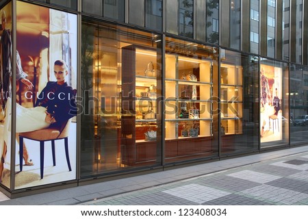 NAGOYA, JAPAN - MAY 3: Gucci store on May 3, 2012 in Nagoya, Japan. The fashion company founded in 1921 is among most recognized luxury brands in the world.