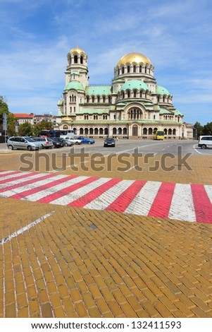 Sofia, Bulgaria - Alexander Nevsky Orthodox Cathedral. Neo-Byzantine architecture. Oborishte district.