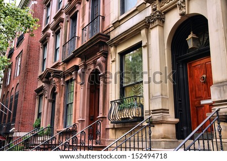 New York City, United States - old townhouses in Turtle Bay neighborhood in Midtown Manhattan