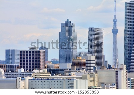 Tokyo, Japan - cityscape of Chuo district. Modern city skyline.