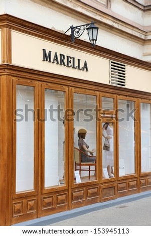 NYIREGYHAZA, HUNGARY - AUGUST 27: Marella fashion store on August 27, 2012 in Nyiregyhaza, Hungary. Marella is part of MaxMara fashion group, Italian company with 2,254 stores.