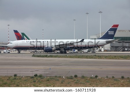 ROME - APRIL 11: Airbus A330 of US Airways at Fiumicino Airport on April 11, 2012 in Rome. US Airways carried 54.2 million passengers in 2012, a 2.5 percent growth since 2011.