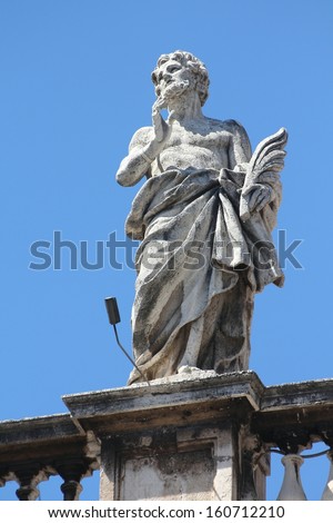 Vatican - Saint Pontianus of Spoleto, sculpture in the colonnade of famous Saint Peter\'s Square.