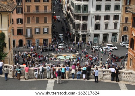 ROME - MAY 12: Tourists take photos of Spanish Square on May 12, 2010 in Rome, Italy. According to Euromonitor, Rome is the 3rd most visited city in Europe (5.5m international tourist arrivals 2009)