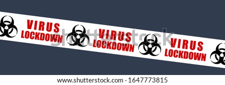 Virus lockdown tape vector symbol. Biological hazard warning sign. Biohazard barrier tape.