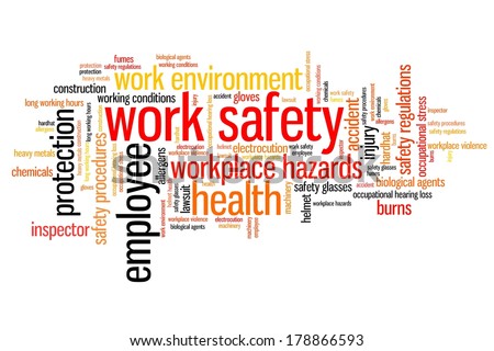 Work Safety Issues And Concepts Word Cloud Illustration. Word Collage ...