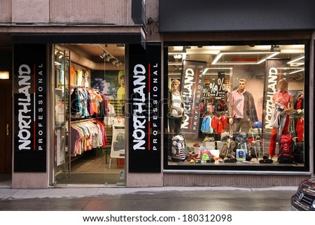 VIENNA, AUSTRIA - SEPTEMBER 5, 2011: Northland Professional outdoor wear store in Vienna. The fashion brand dates back to 1973.