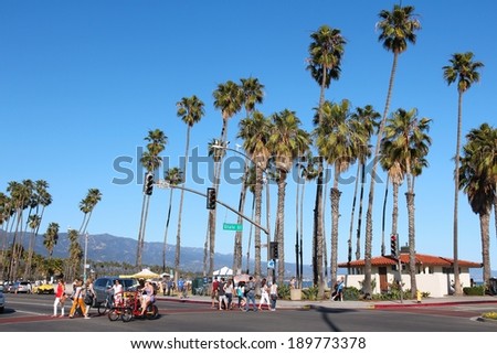SANTA BARBARA, UNITED STATES - APRIL 6, 2014: People visit Santa Barbara, California. It is a popular tourist destination with more than 6 million visitors in 2012.