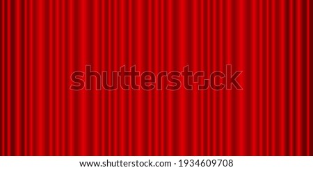 Red curtain. Theatre curtain vector background. Closed red curtain on  theatre stage. Wide panoramic vector.