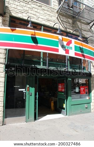 SAN FRANCISCO, USA - APRIL 9, 2014: 7-Eleven store in San Francisco, California. 7-Eleven is world\'s largest operator, franchisor and licensor of convenience stores, with more than 46,000 shops.