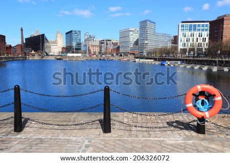 Liverpool - city in Merseyside county of North West England (UK). Pier Head district, part of UNESCO World Heritage Site. Salthouse Dock.
