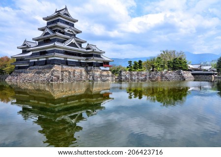 Matsumoto, Japan - town in Nagano prefeture of the region Chubu. Matsumoto Jo castle, designated as National Treasure of Japan.