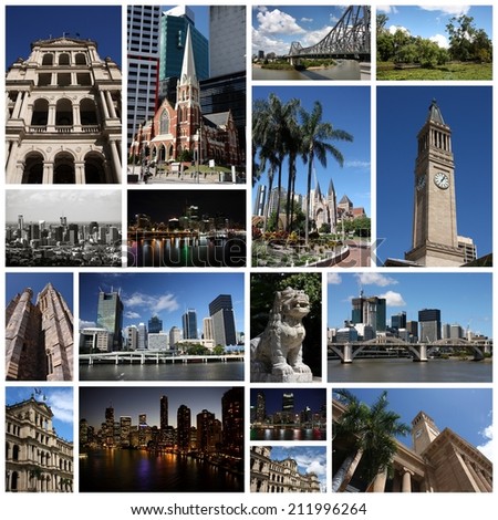 Photo Collage From Brisbane, Australia. Collage Includes Major ...