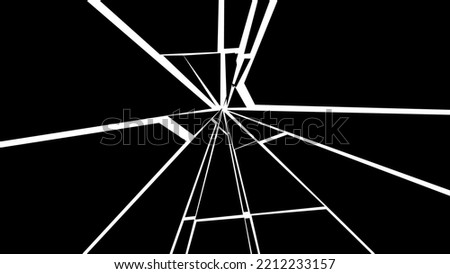 Fractured glass vector background. Black white cracked screen broken glass shards.