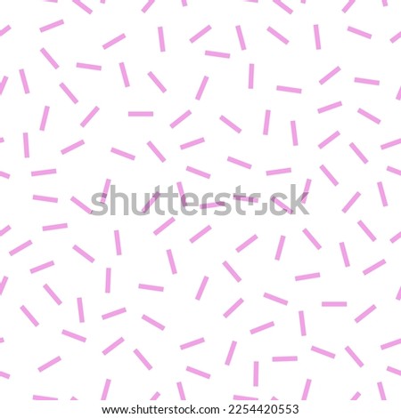 Abstract dash confetti pattern. Minimal seamless vector chaotic dashes pattern. Pink on white.