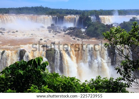 Iguazu Falls - spectacular waterfalls on Brazil and Argentina border. National park and UNESCO World Heritage Site. Seen from Brazilian side.