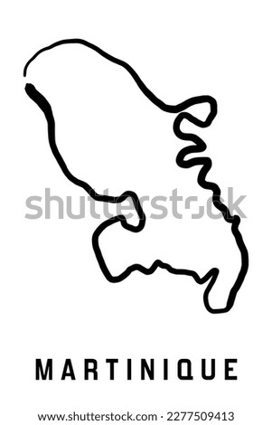 Martinique island map simple outline. Vector hand drawn simplified style map.