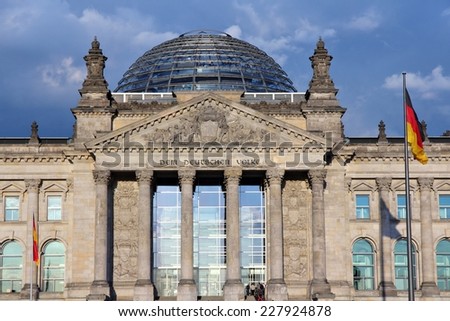 Reichstag building, German parliament house. Berlin, Germany.
