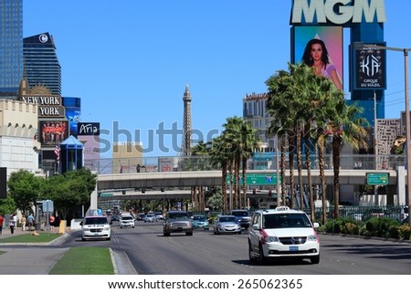 LAS VEGAS, USA - APRIL 14, 2014: Car traffic in Las Vegas, Nevada. Nevada has one of lowest car ownership rates in the USA (500 vehicles per 1000 people).