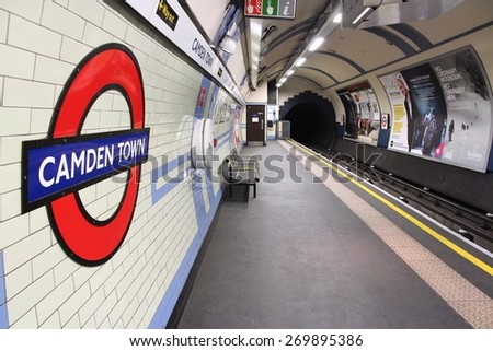 LONDON, UK - MAY 15, 2012: Camden Town underground station in London. London Underground is the 11th busiest metro system worldwide with 1.1 billion annual rides.