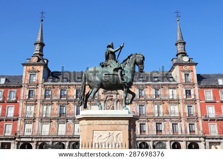 Madrid - Plaza Mayor, old city square. Capital city of Spain.