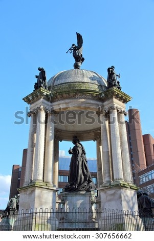 Liverpool - city in Merseyside county of North West England (UK). Famous Queen Victoria monument - Beaux-Arts style memorial.