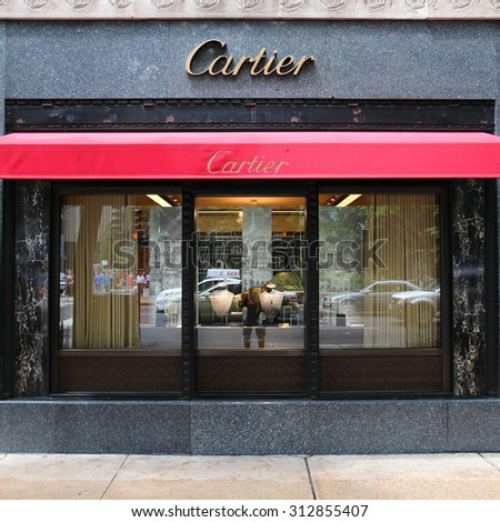 CHICAGO, USA - JUNE 26, 2013: Cartier store at Magnificent Mile in Chicago. The jewellery company was founded in 1847 and according to Forbes is currently the 4th most valuable luxury brand worldwide.