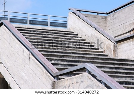 Urban concrete infrastructure - pedestrian overpass stairs in Bratislava, Slovakia.