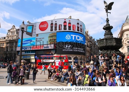 LONDON, UK - MAY 13, 2012: People visit Piccadilly Circus in London. With more than 14 million international arrivals in 2009, London is the most visited city in the world (Euromonitor).