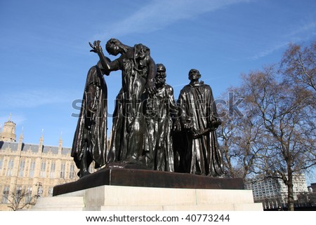 The Burghers of Calais (Les Bourgeois de Calais), one of the most famous sculptures by Auguste Rodin. Victoria Tower Gardens. Photo stock © 