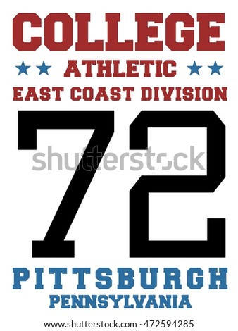 College sports team jersey design - athletic t-shirt. East coast - Pittsburgh, Pennsylvania.