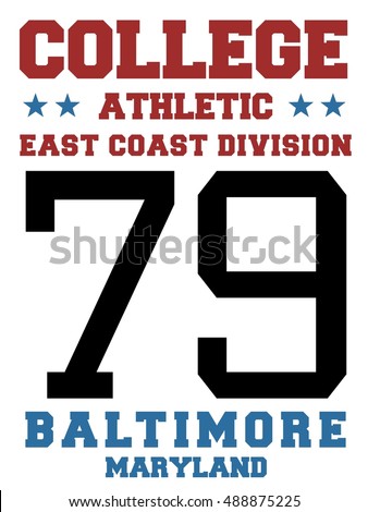 Sports team jersey design - athletic t-shirt. East coast - Baltimore, Maryland.