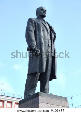 Lenin statue in Murmansk, Russia. Famous communist leader.