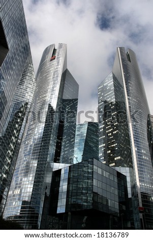 Skyscraper in famous financial and business district of Paris - La Defense.